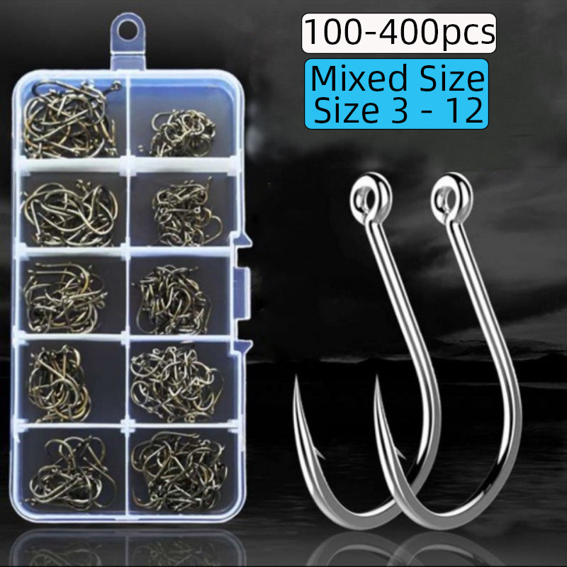 Fishing Hook Jig - 100-400pc/Box 3#-12# Carp Fishing Hooks Fly