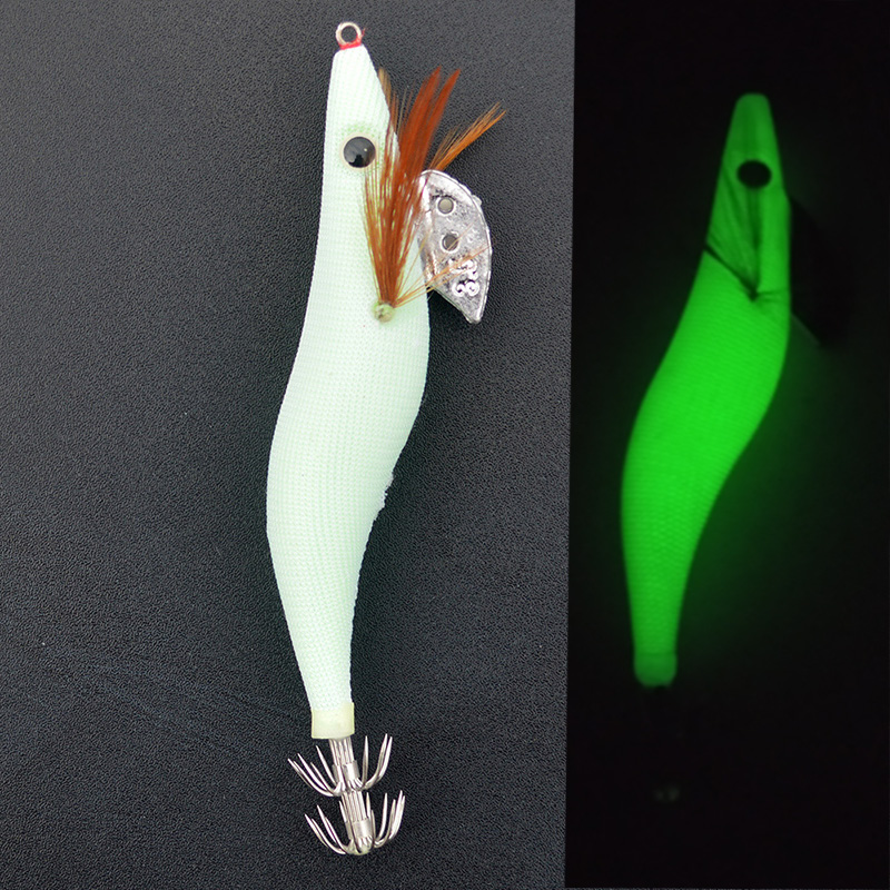 1PCS  Luminous Squid Jigs  Whi - Fishing Hook Size 评论和价格